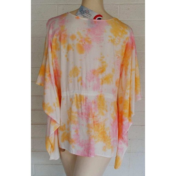 New Sacred Threads One Size Rose Tie-Dye Pullover Rayon Kaftan Poncho Top - Picture 2 of 3